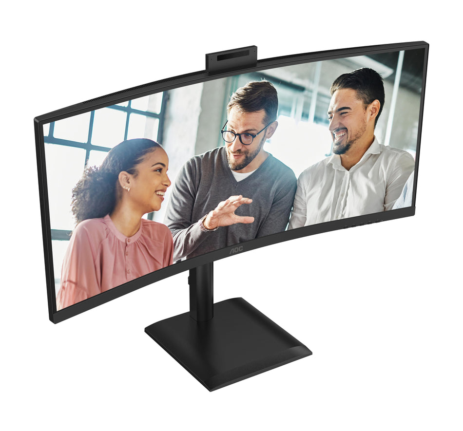 AOC CU34E4CW 34" Curved WQHD VA Monitor - 120Hz, HDR10, KVM, USB-C 90W, Webcam, Speakers