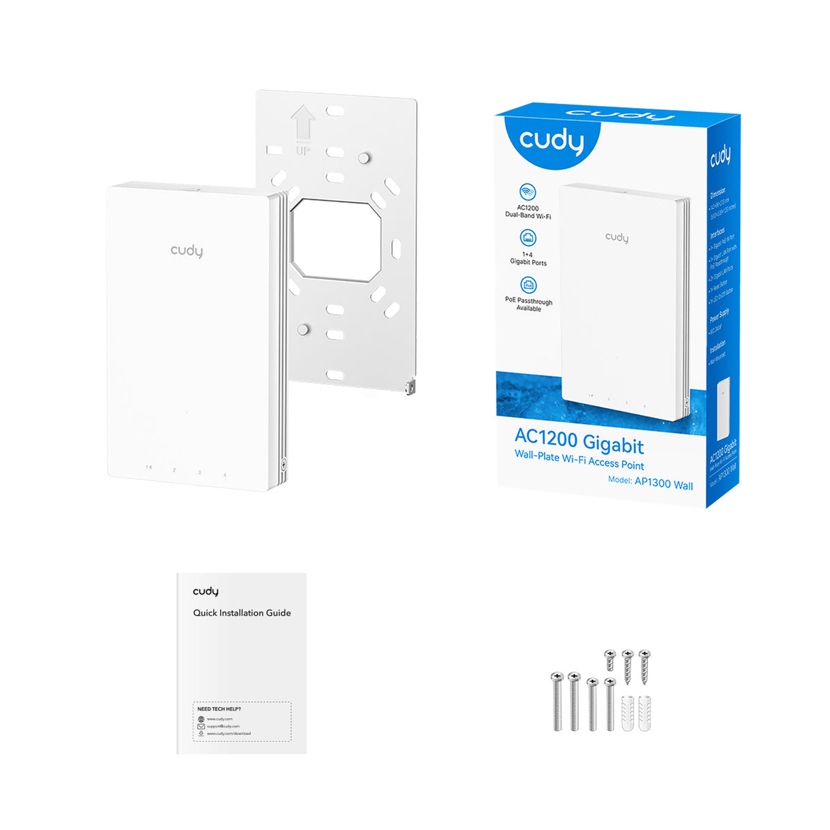 Image 6 for Cudy AC1200 Gigabit Dual-Band Wi-Fi 5 Wall-Plate Access Point