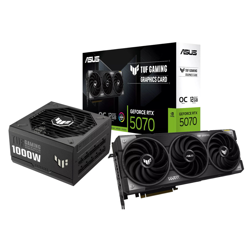 Image 1 for Asus TUF Gaming GeForce RTX 5070 OC Edition and 1000W 80 PLUS Gold Modular Power Supply Bundle
