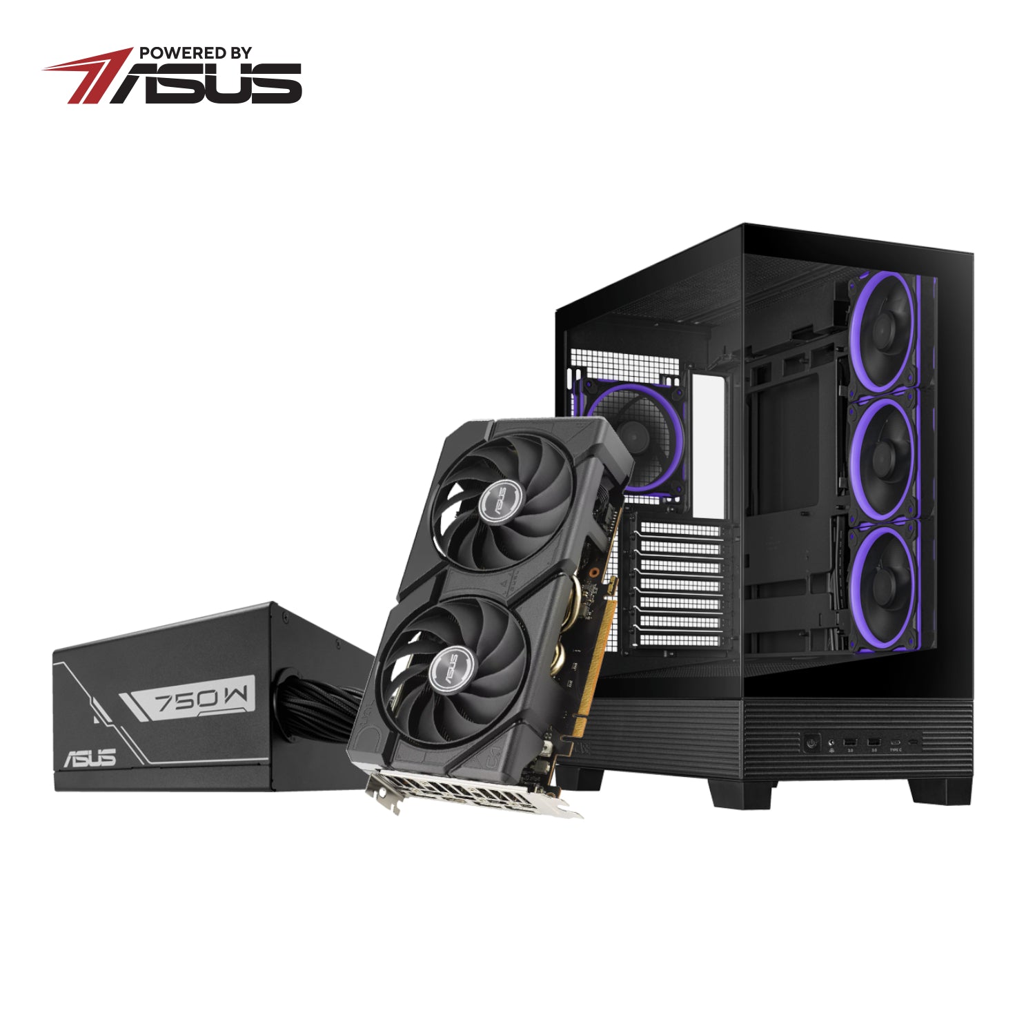 Image 1 for Asus UWM 2 Gaming Chassis/Graphics Card/Power Supply Combo (A31 PLUS | RX 7600 | PRIME 750W)