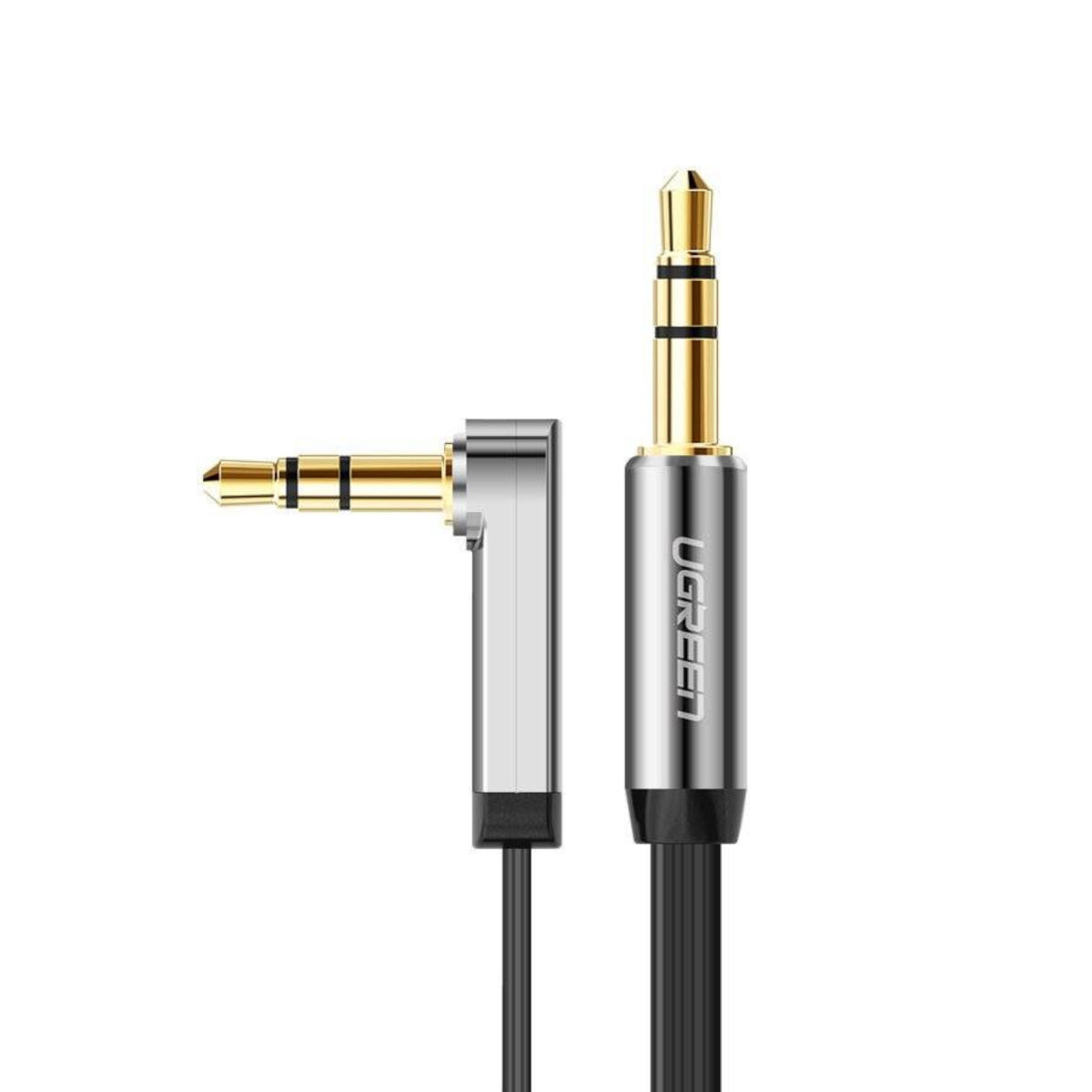 Image 2 for UGREEN AV119 Right-angled 3.5mm Flat Aux Cable 1.5m - Black/Silver