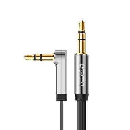 Image 2 for UGREEN AV119 Right-angled 3.5mm Flat Aux Cable 1.5m - Black/Silver