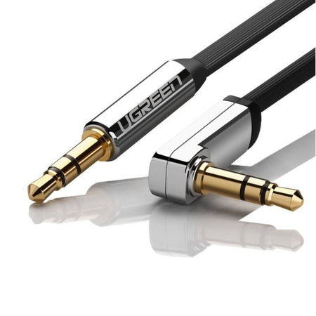 Image 3 for UGREEN AV119 Right-angled 3.5mm Flat Aux Cable 2m - Black/Silver