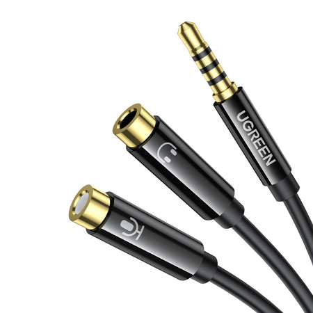 Image 1 for UGREEN AV141 3.5mm Headset Splitter Cable (1x Male to 2x Female) 20cm - Black