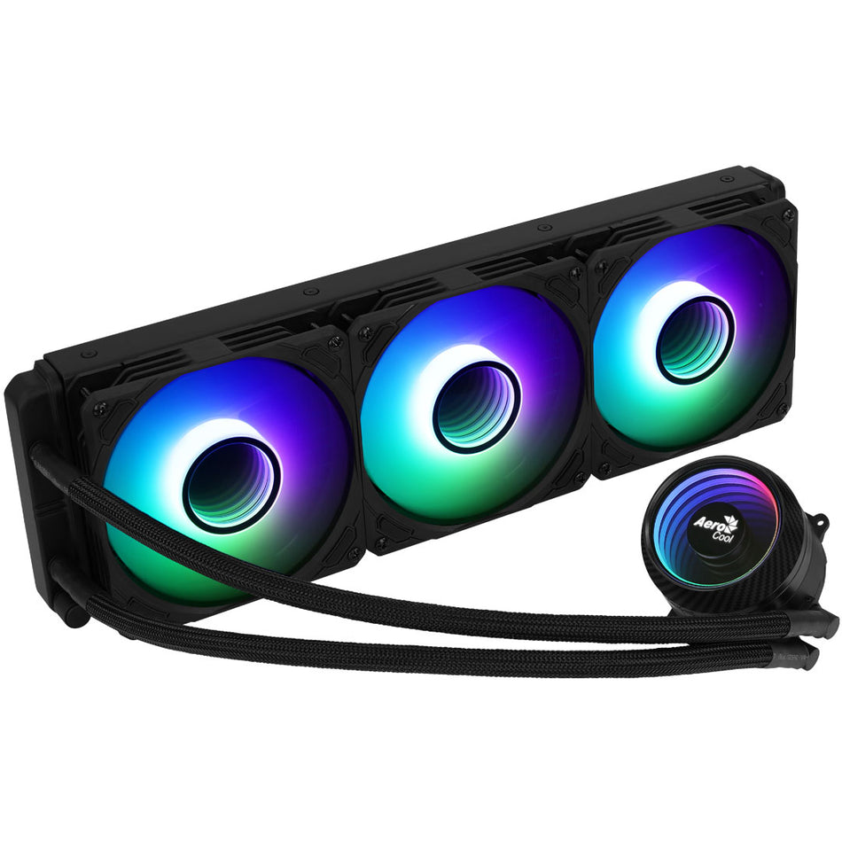 Aerocol Abyss L360 Black 360mm ARGB AIO Liquid CPU Cooler - Intel LGA1851/LGA1700, AMD AM4/AM5
