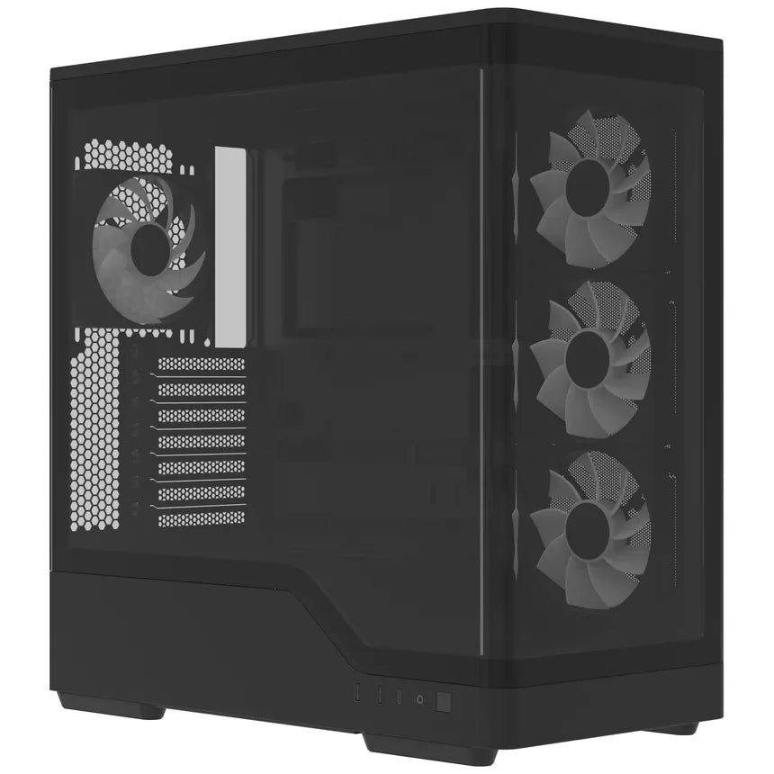 Aerocool P500A Black Mid tower case - Includes 120mm ARGB Fan x 4 and 4-port ARGB control hub - ATX - 3x 2.5 or 2x3.5 - 360m