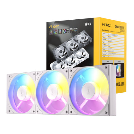 Image 1 for Antec Connect 120 Reverse ARGB PWM Fan 3 Pack – White