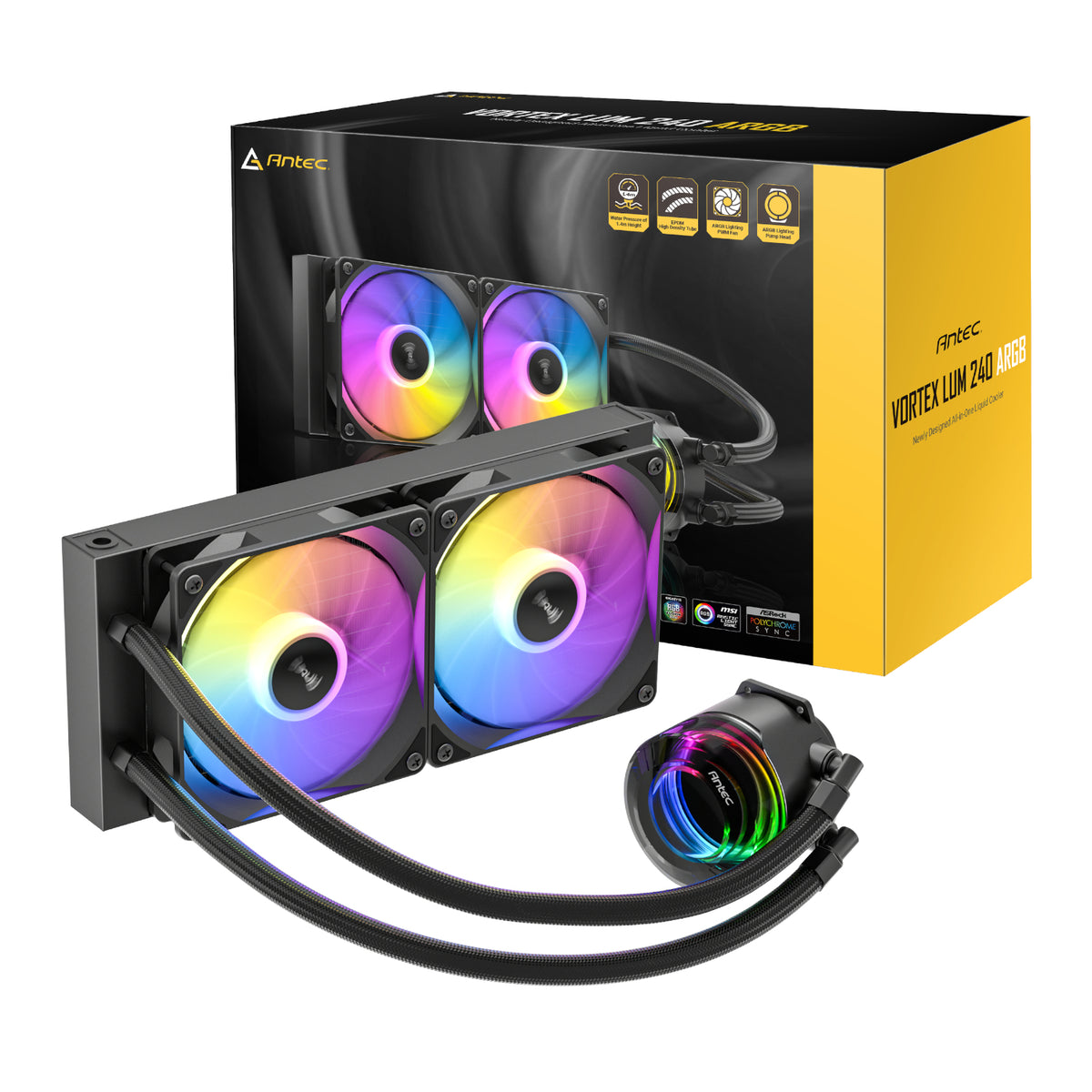 Image 1 for Antec VORTEX LUM 240 ARGB AIO CPU Liquid Cooler – Black