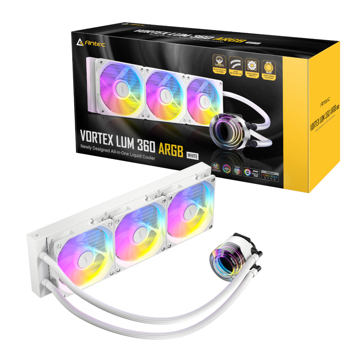 Image 1 for Antec VORTEX LUM 360 ARGB AIO CPU Liquid Cooler - White