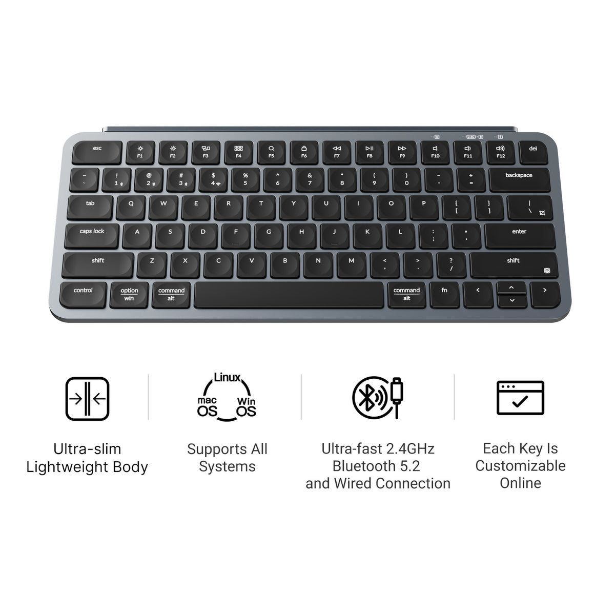 Image 9 for Keychron B1 Pro Ultra-Slim 75% Wireless Keyboard - Space Grey