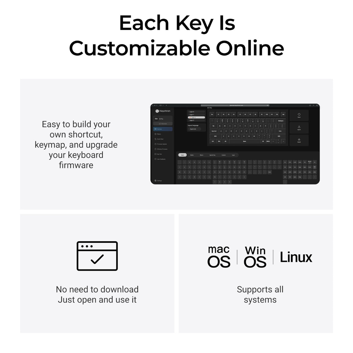 Image 6 for Keychron B1 Pro Ultra-Slim 75% Wireless Keyboard - Ivory White
