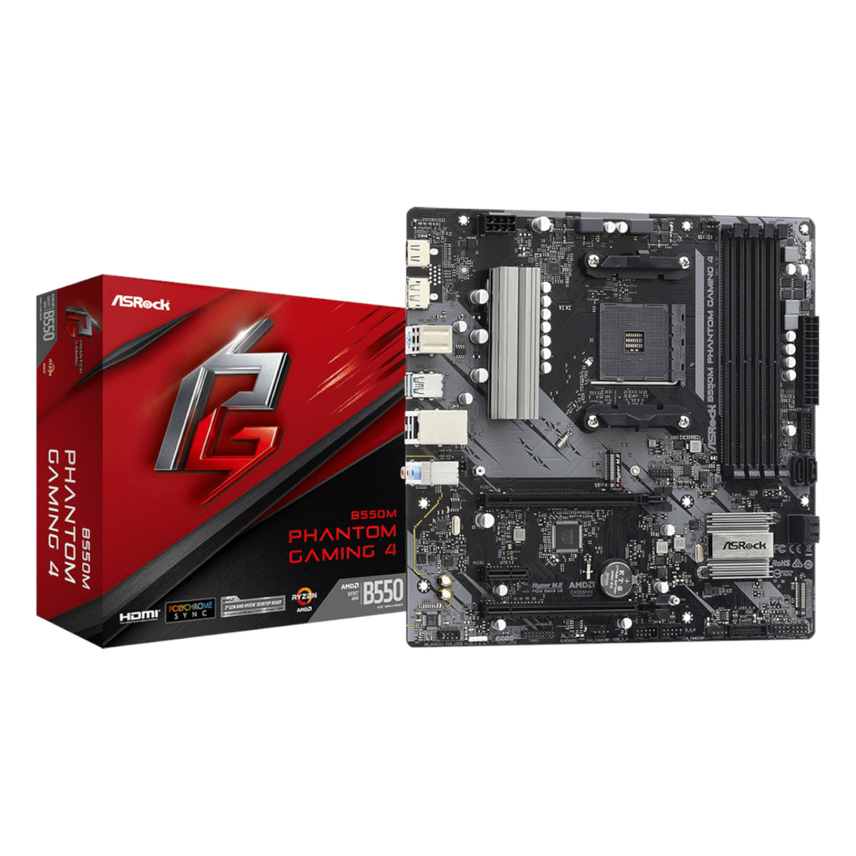 Image 1 for ASRock B550 Phantom Gaming 4 AM4 M-ATX Motherboard