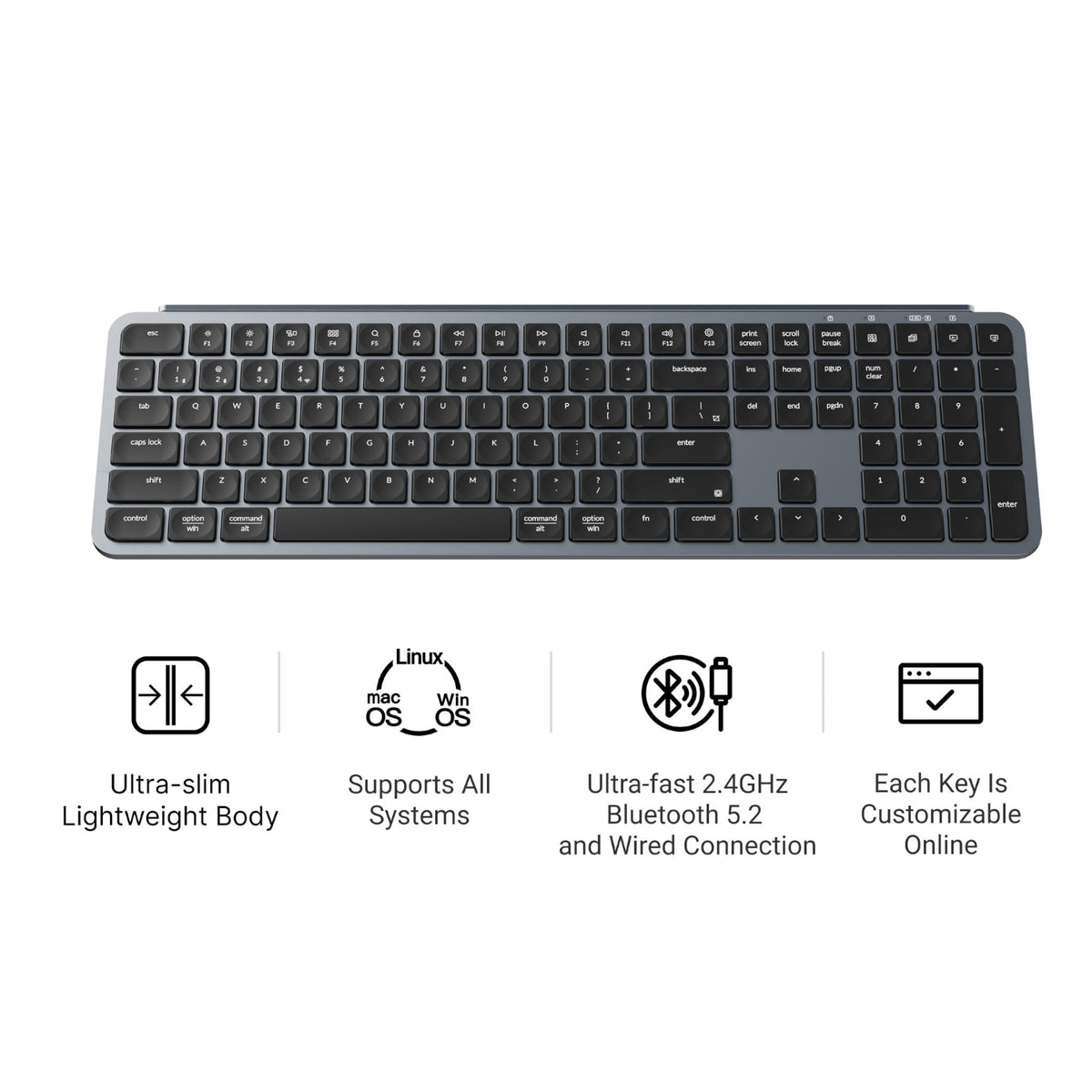 Image 3 for Keychron B6 Pro Ultra-Slim 100% Wireless Keyboard – Space Grey