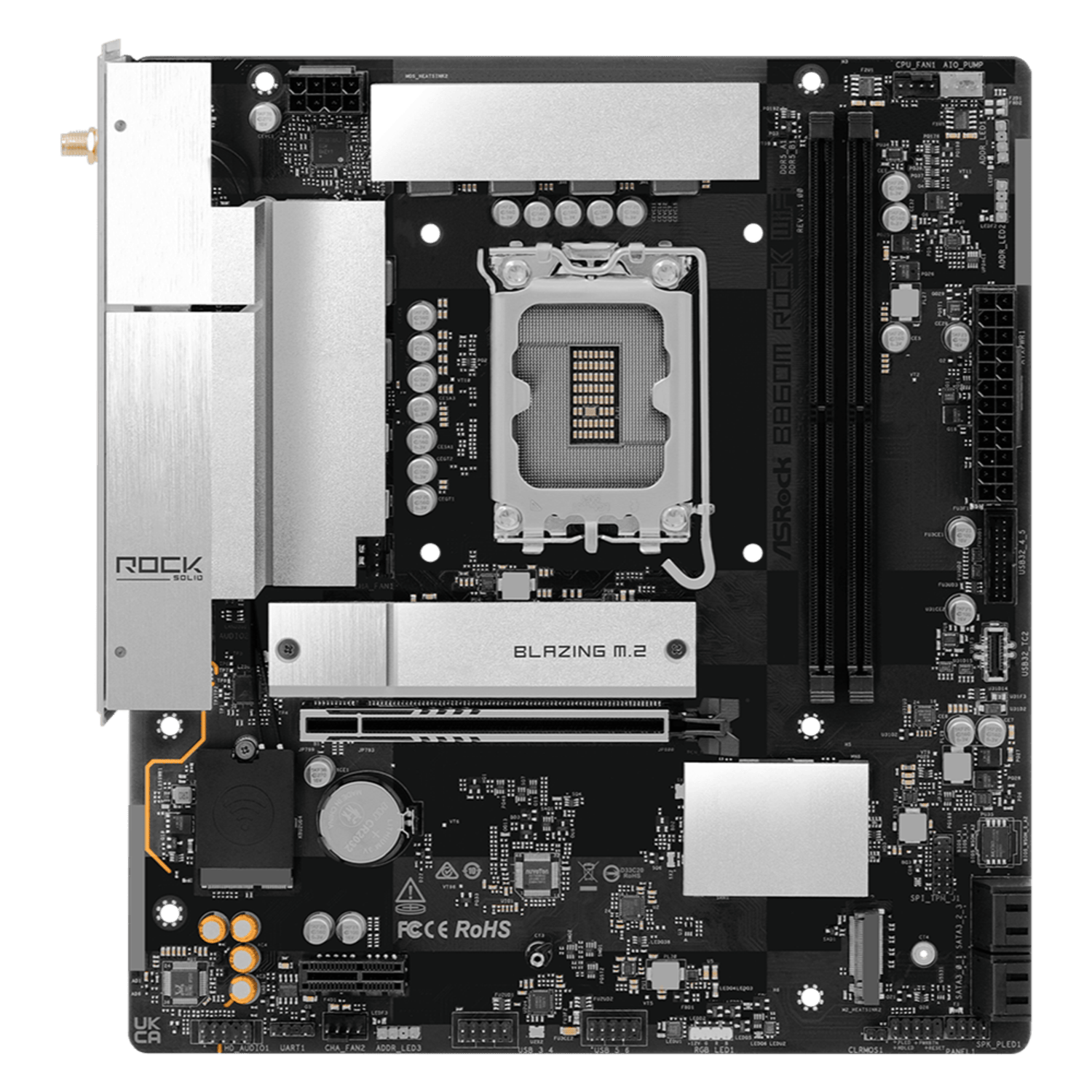Image 1 for ASRock B860M Rock WiFi Intel LGA1851 MATX Gaming Motherboard