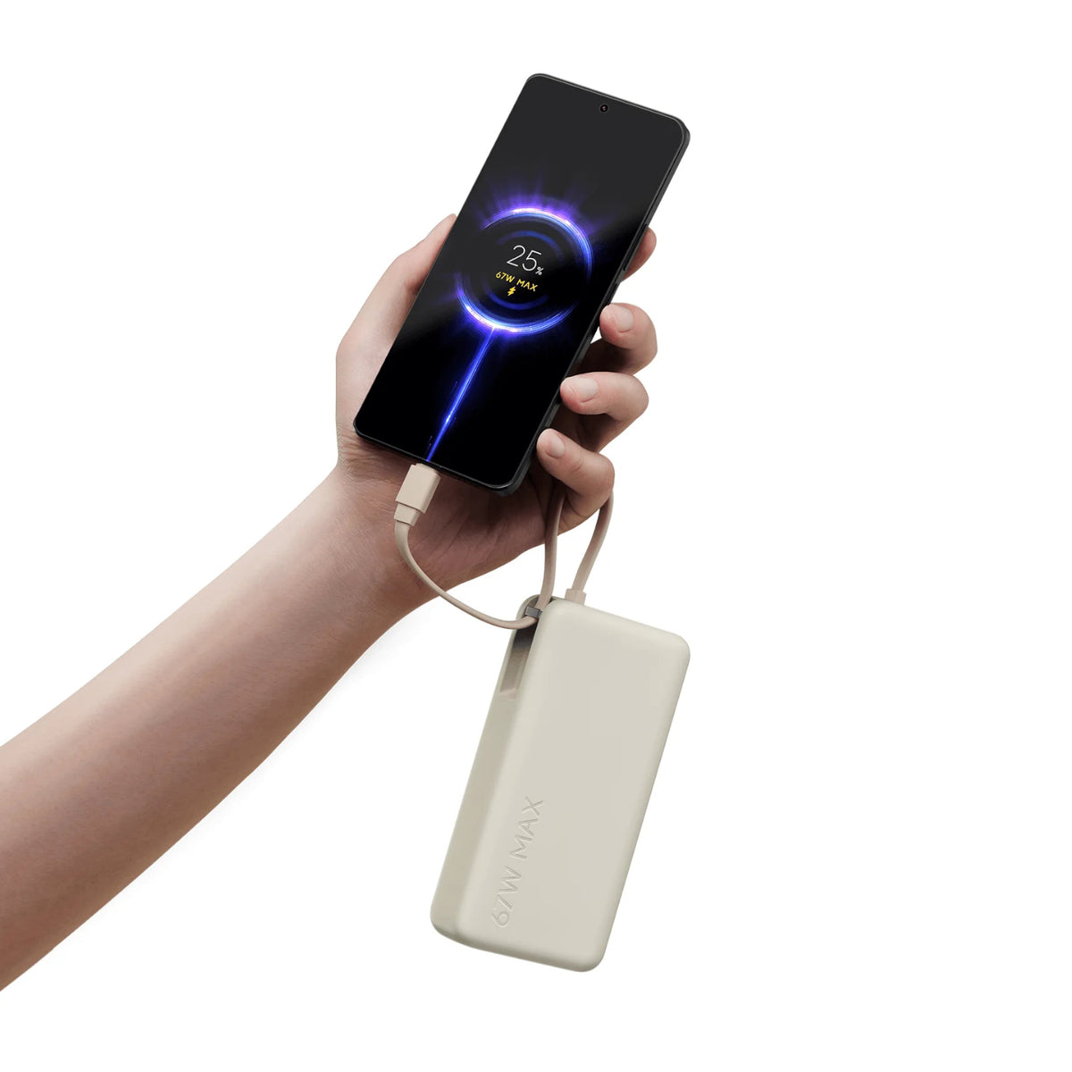 Image 2 for Xiaomi 67W Power Bank 20000 (Integrated Cable) - Tan