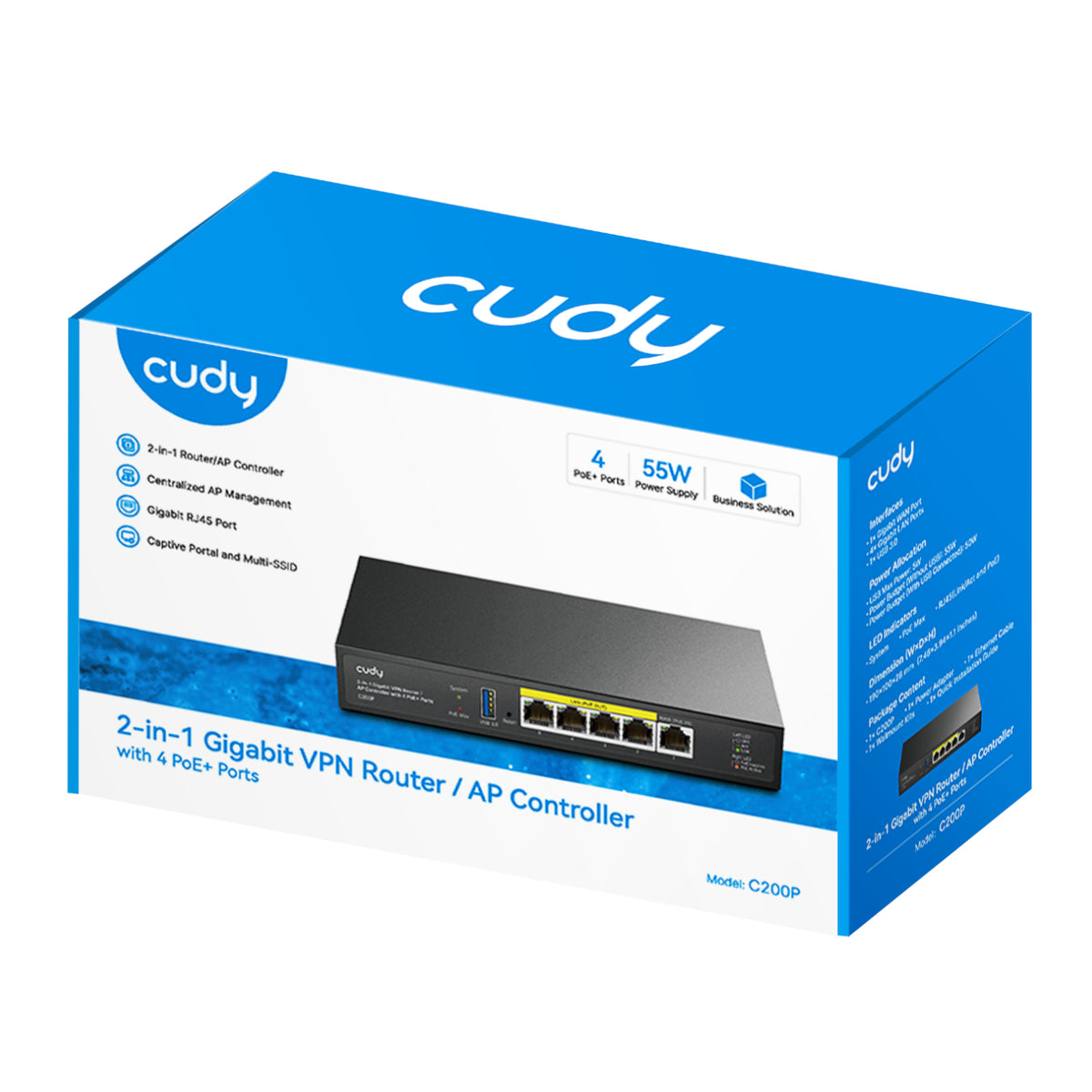 Image 3 for Cudy C200P 2-IN-1 SMB Router / AP Controller