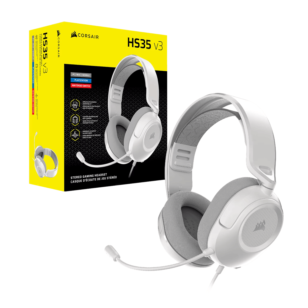 Image 4 for Corsair HS35 v3 Wired Gaming Headset - White