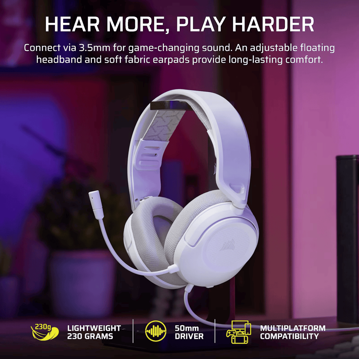 Image 6 for Corsair HS35 v3 Wired Gaming Headset - White