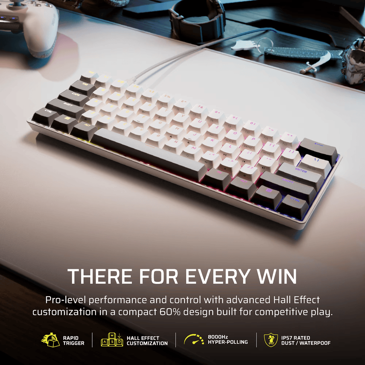 Image 2 for Corsair CLIPPER PRO MINI 60 Hall Effect Gaming Keyboard – White