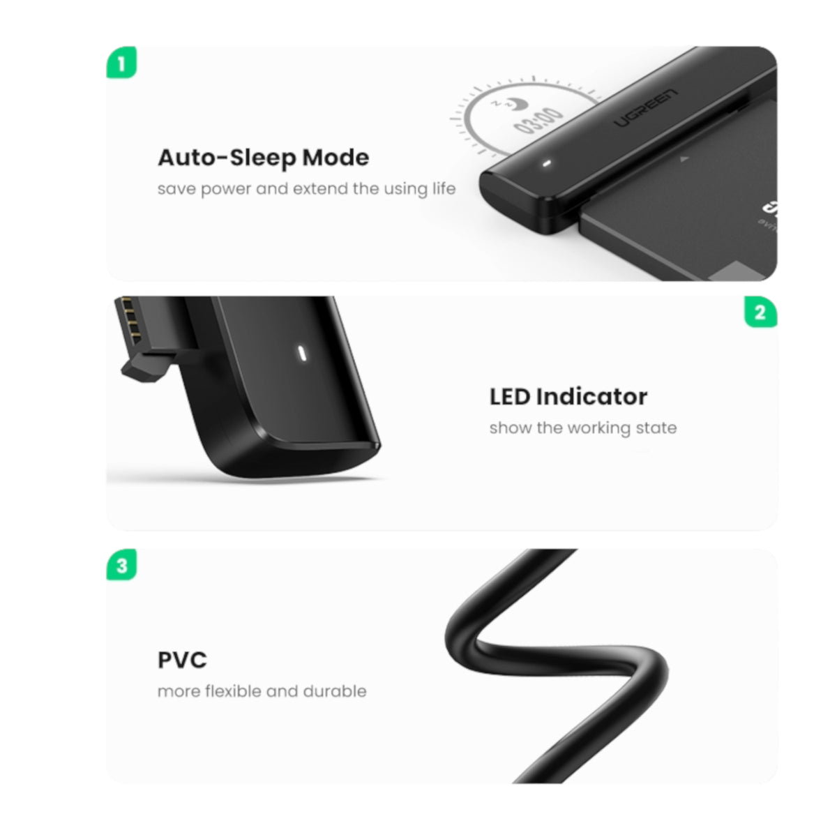Image 5 for UGREEN CM321 USB Type-C to 2.5" SATA HDD/SSD Converter Cable 5Gbps-Black