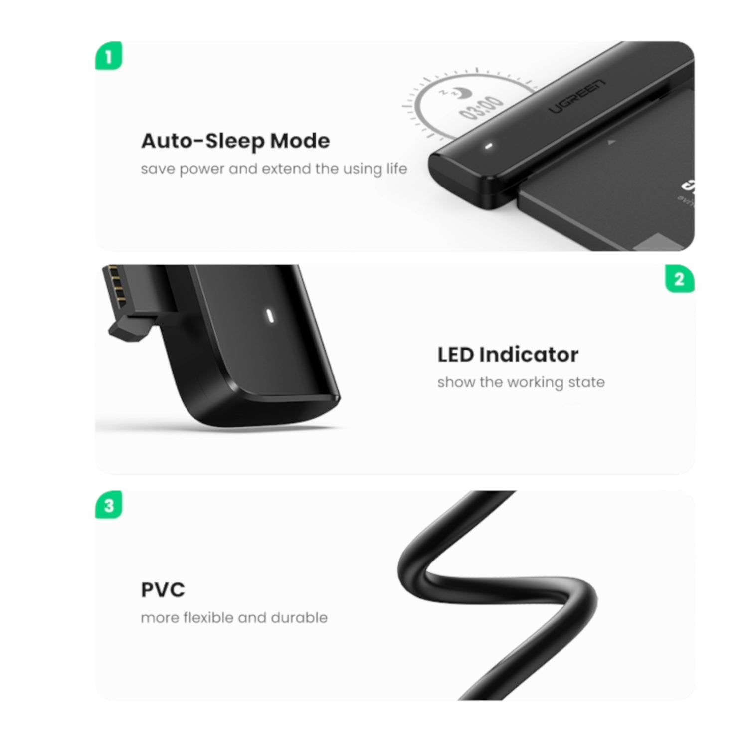 Image 5 for UGREEN CM321 USB Type-C to 2.5" SATA HDD/SSD Converter Cable 5Gbps-Black