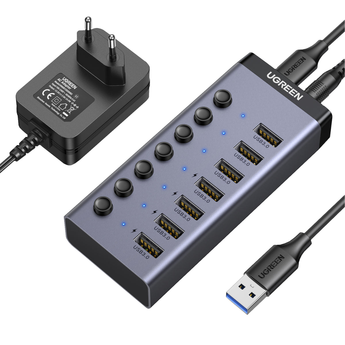 Image 1 for UGREEN 7 in 1 USB 3.0 Hub-Grey