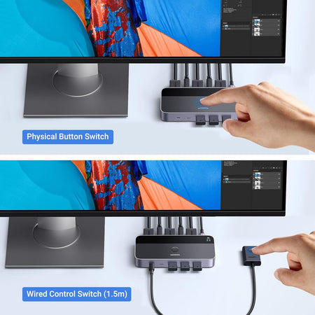 Image 3 for UGREEN 4K@60Hz HDMI KVM Switch (2 In 1 Out)-Grey