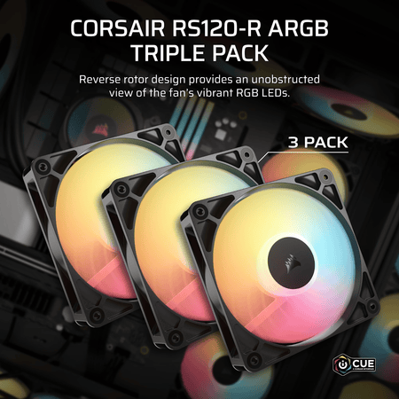 Image 5 for Corsair RS120-R ARGB 120mm PWM Reverse Fans Triple Pack - Black