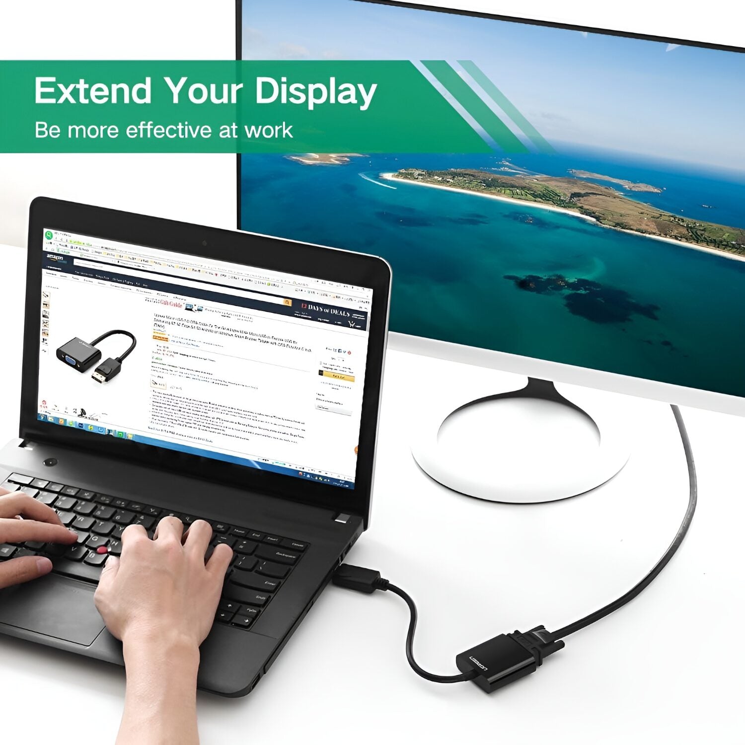 Image 4 for UGREEN DisplayPort Male to VGA Female Converter