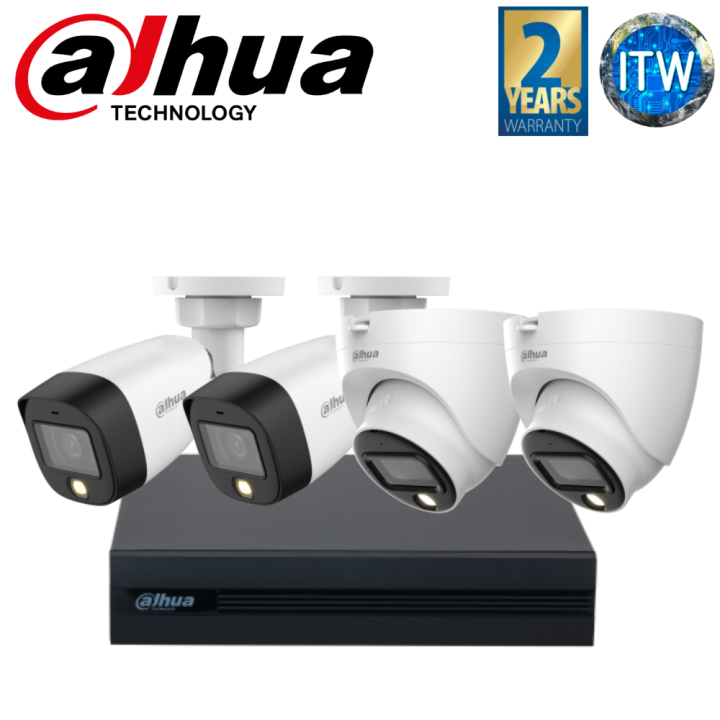 Dahua 4-Channel HDCVI Bullet Camera Kit - 2 Full-Color & 2 IR Cameras