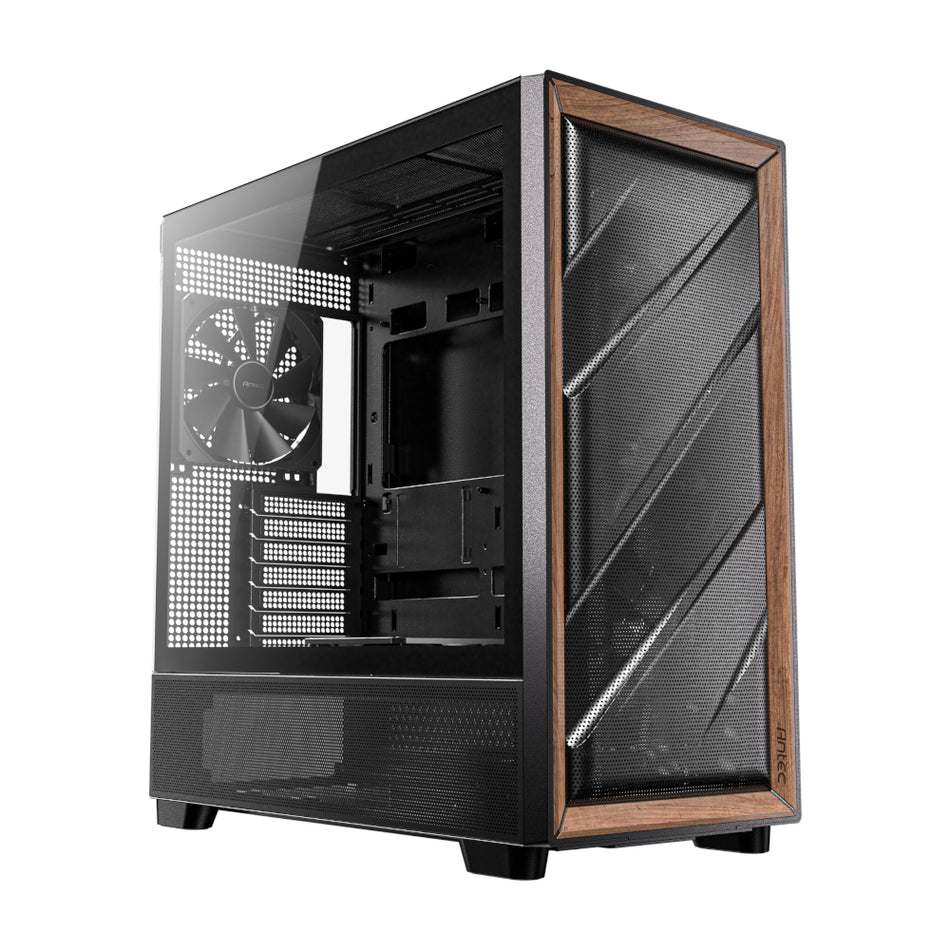 Image 1 for Antec FLUX ATX WOOD Mid Tower Gaming Chassis – Black