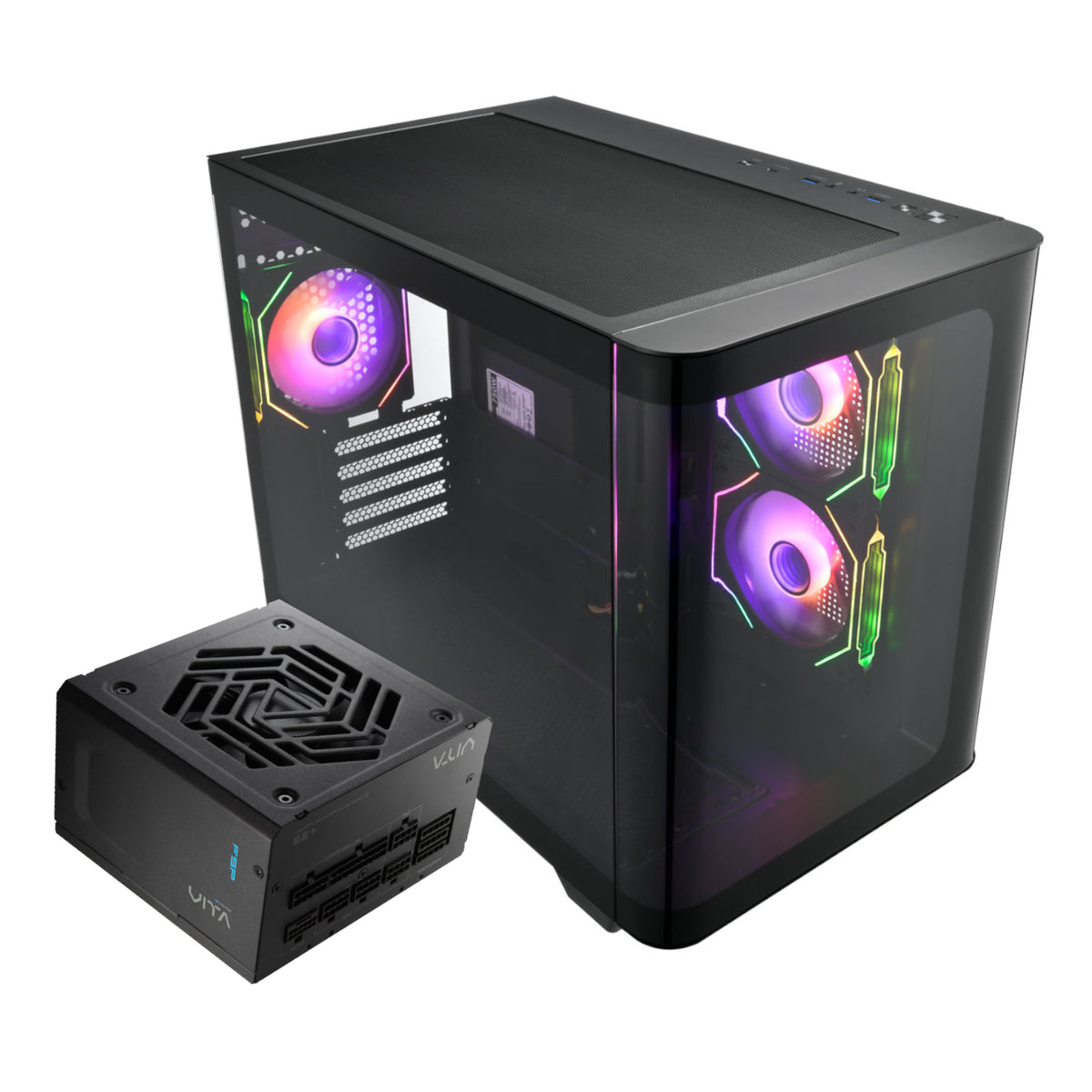 Image 1 for FSP S380 M-ATX ARGB Gaming Chassis and VITA GM 750W Power Supply Bundle