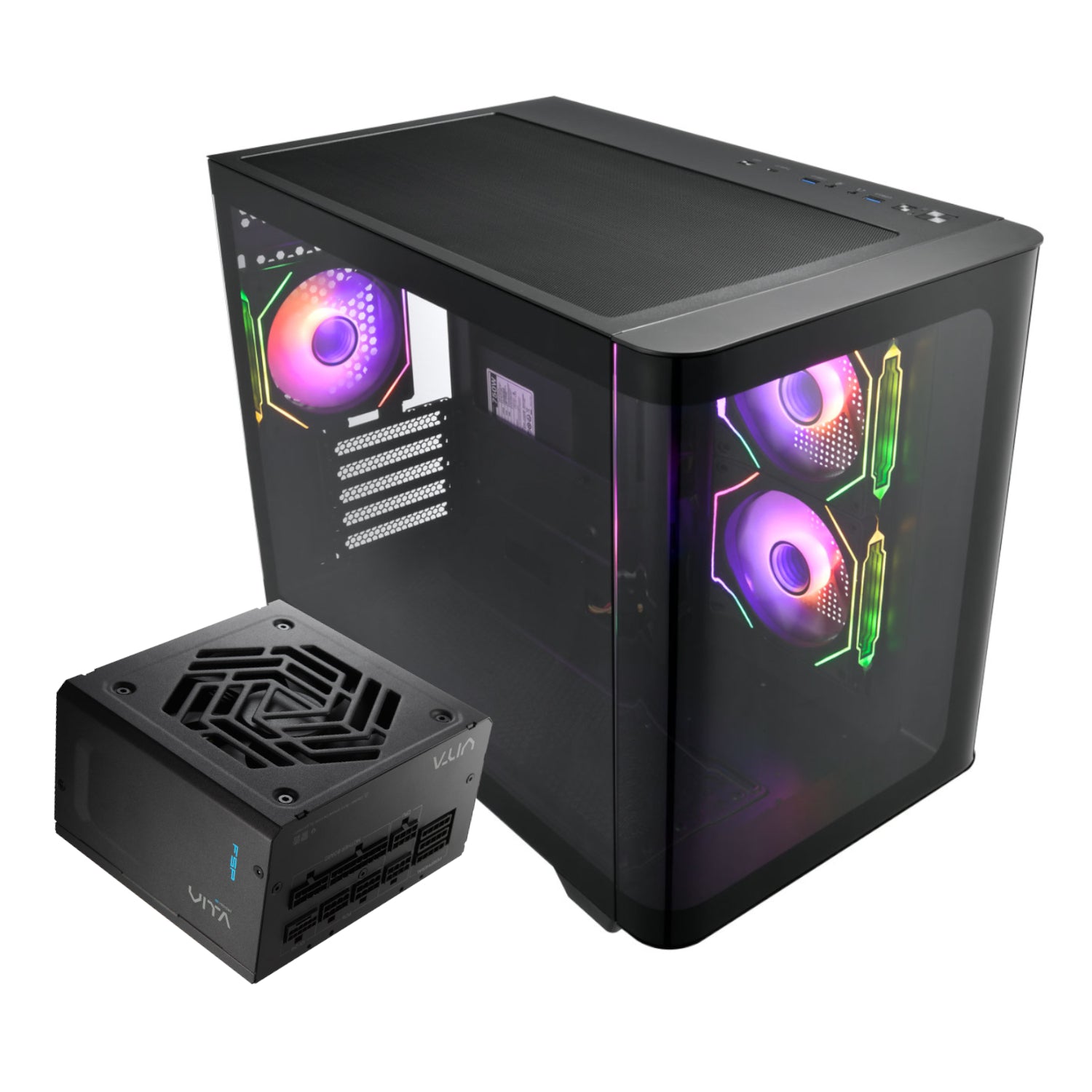 Image 1 for FSP S380 M-ATX ARGB Gaming Chassis and VITA GM 750W Power Supply Bundle