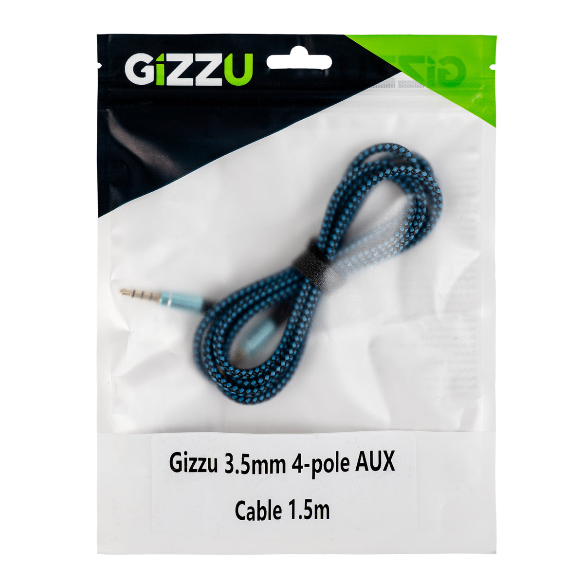 Image 4 for Gizzu 3.5mm AUX Cable 1.5m - Black/Blue
