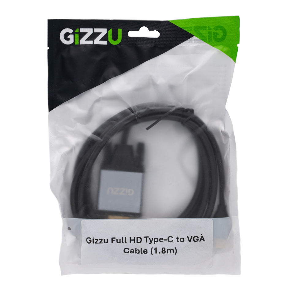 Image 1 for Gizzu Full HD Type-C to VGA Cable (1.8m) - Black