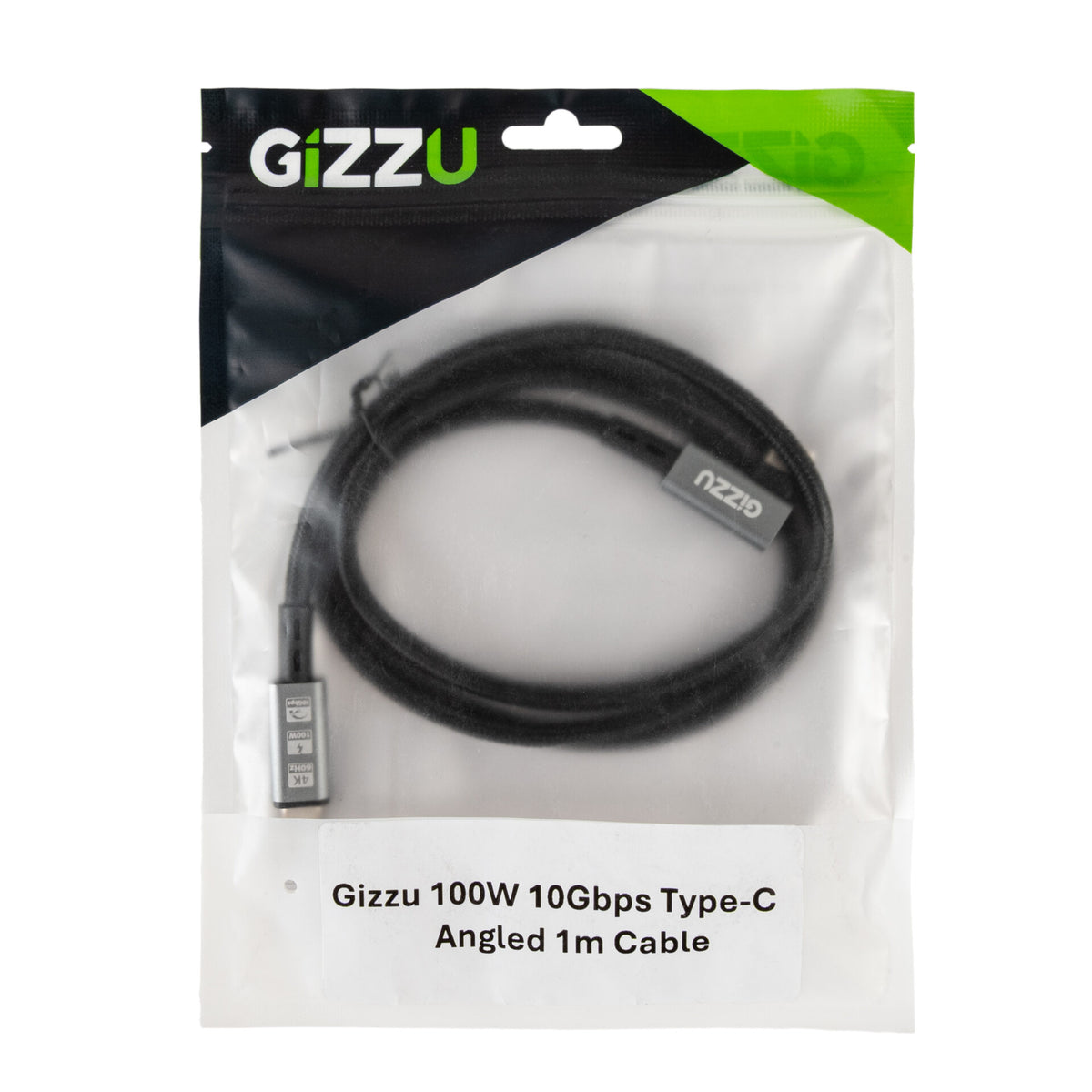 Image 3 for Gizzu 100W 10Gbps Type-C Angled 1m Cable