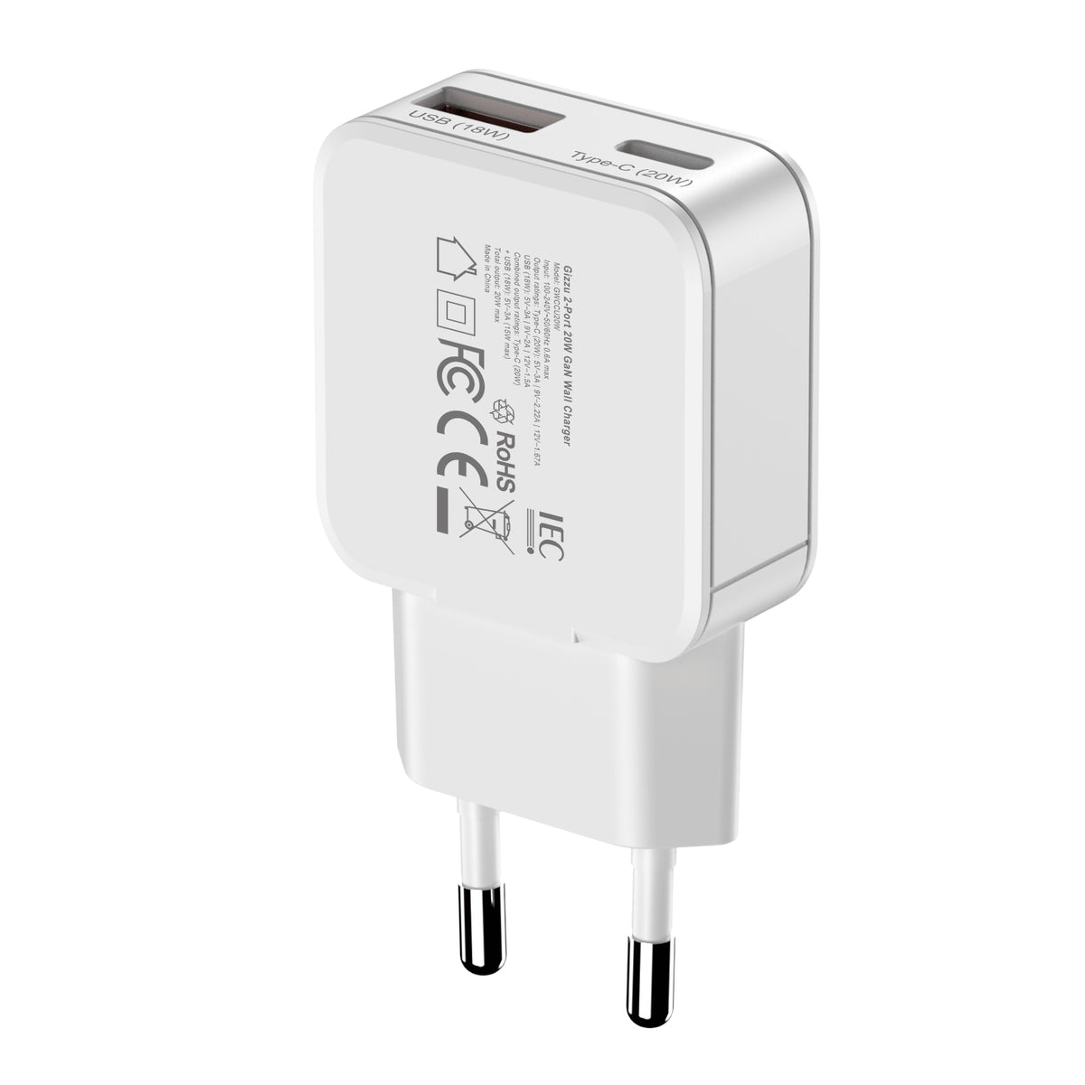 Image 5 for Gizzu 2-Port 20W GaN Wall Charger