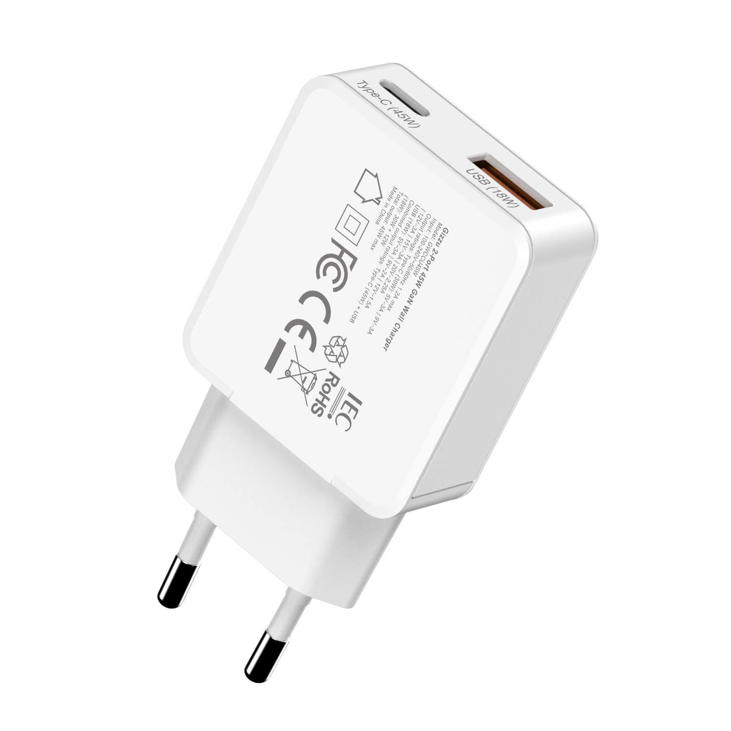 Image 4 for Gizzu 2-Port 45W GaN Wall Charger