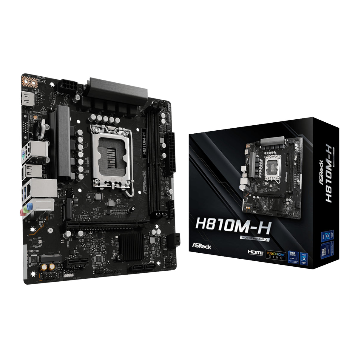 Image 1 for ASRock H810M-H Intel LGA1851 Micro ATX Motherboard - Black