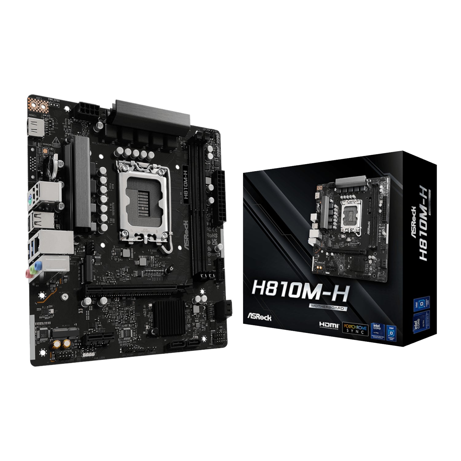 Image 1 for ASRock H810M-H Intel LGA1851 Micro ATX Motherboard - Black