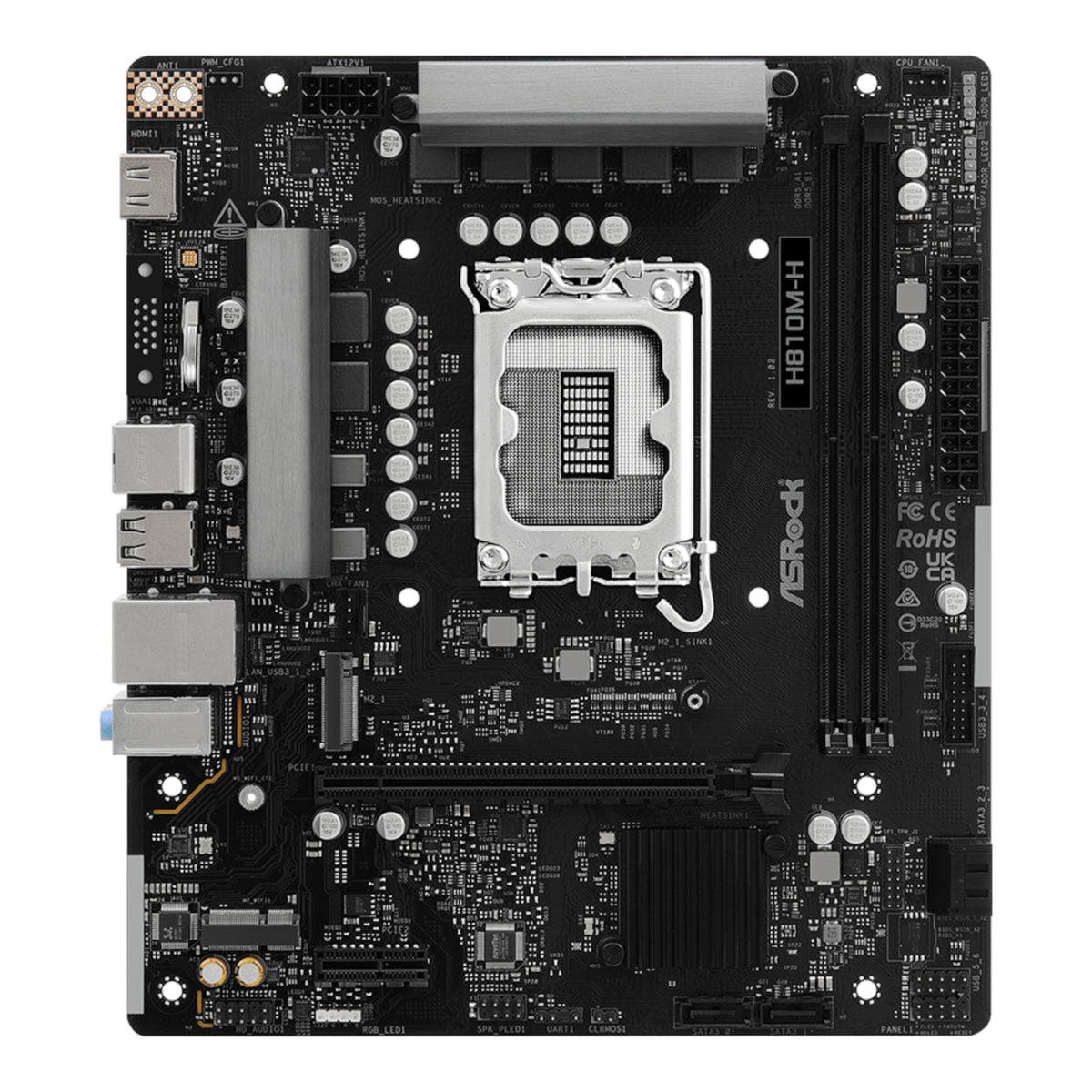 Image 2 for ASRock H810M-H Intel LGA1851 Micro ATX Motherboard - Black