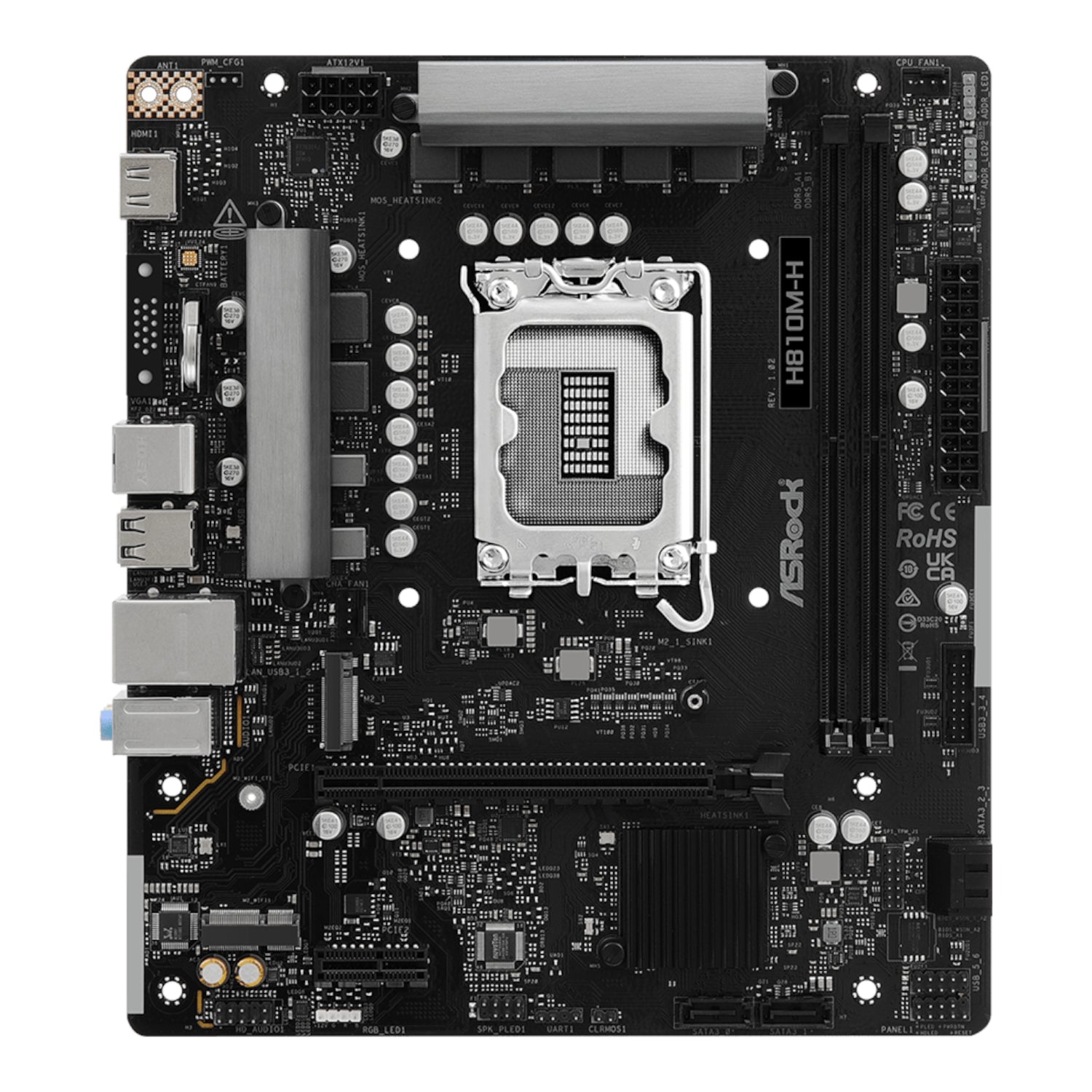 Image 2 for ASRock H810M-H Intel LGA1851 Micro ATX Motherboard - Black