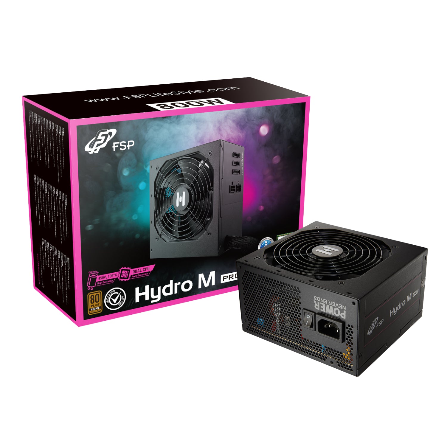 Image 1 for FSP Hydro M Pro 800W 80PLUS Bronze Gen5 Semi-modular Power Supply