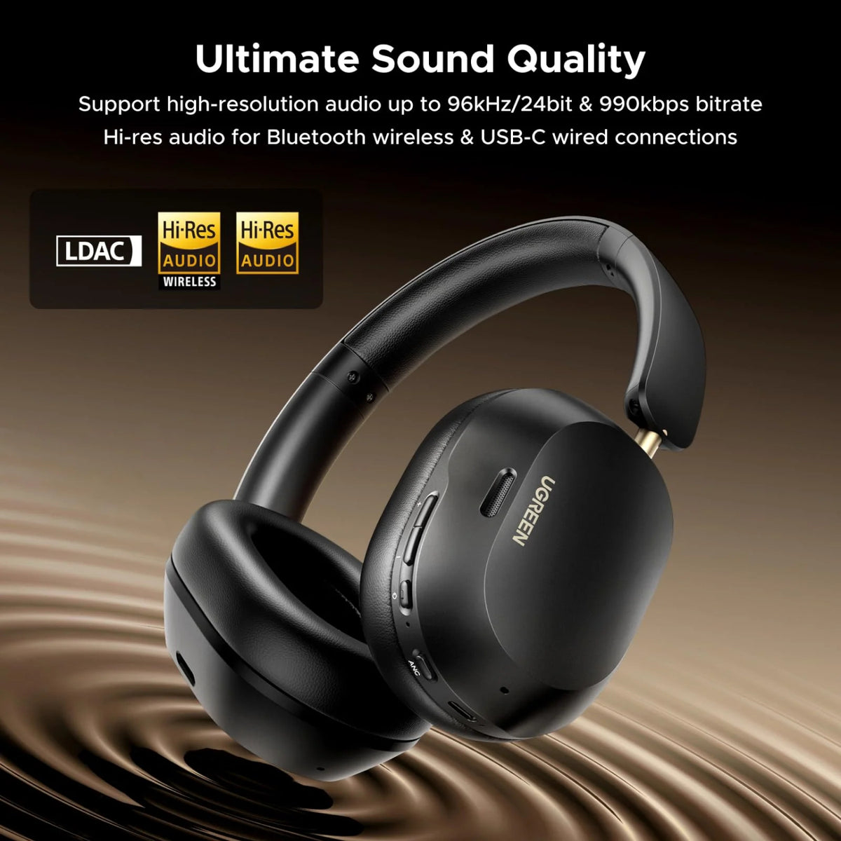 Image 3 for UGREEN HiTune Max 5C Hybrid ANC Headphones – Black