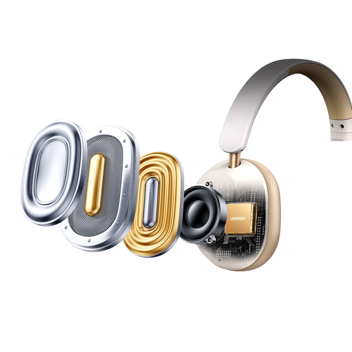 Image 3 for UGREEN HiTune Max 5C Hybrid ANC Headphones–White