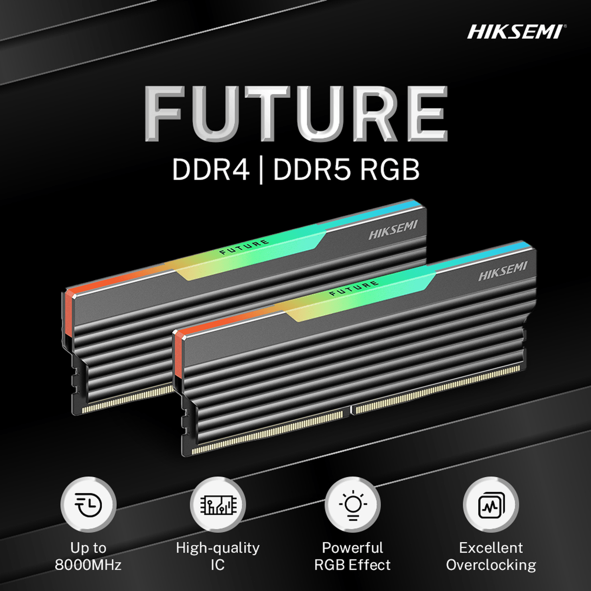 Image 5 for Hiksemi Future RGB 16GBKIT (2x8GB) 3600MHz DDR4 Desktop Gaming Memory Black