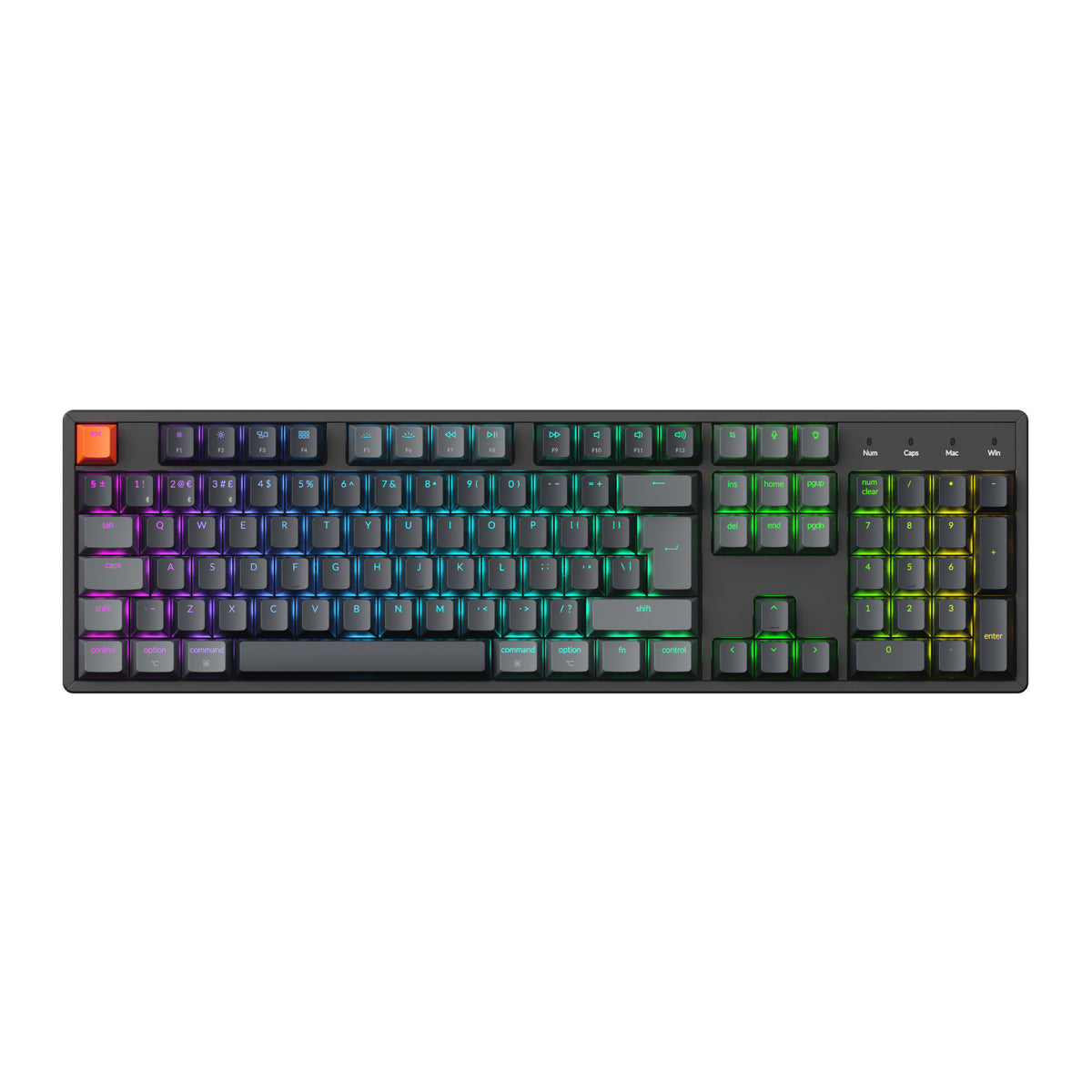 Image 2 for Keychron K10 QMK Full-size RGB Wireless Custom Mechanical Keyboard V.2 (Super RED Switch) – Black