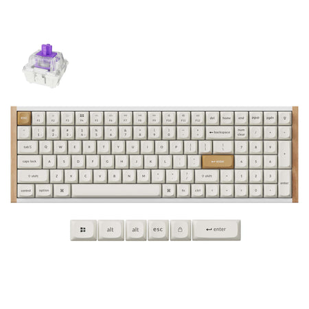 Image 1 for Keychron K4 HE 96% Magnetic Switch Hot-Swap RGB Wireless Keyboard – White (Wood + Aluminium)