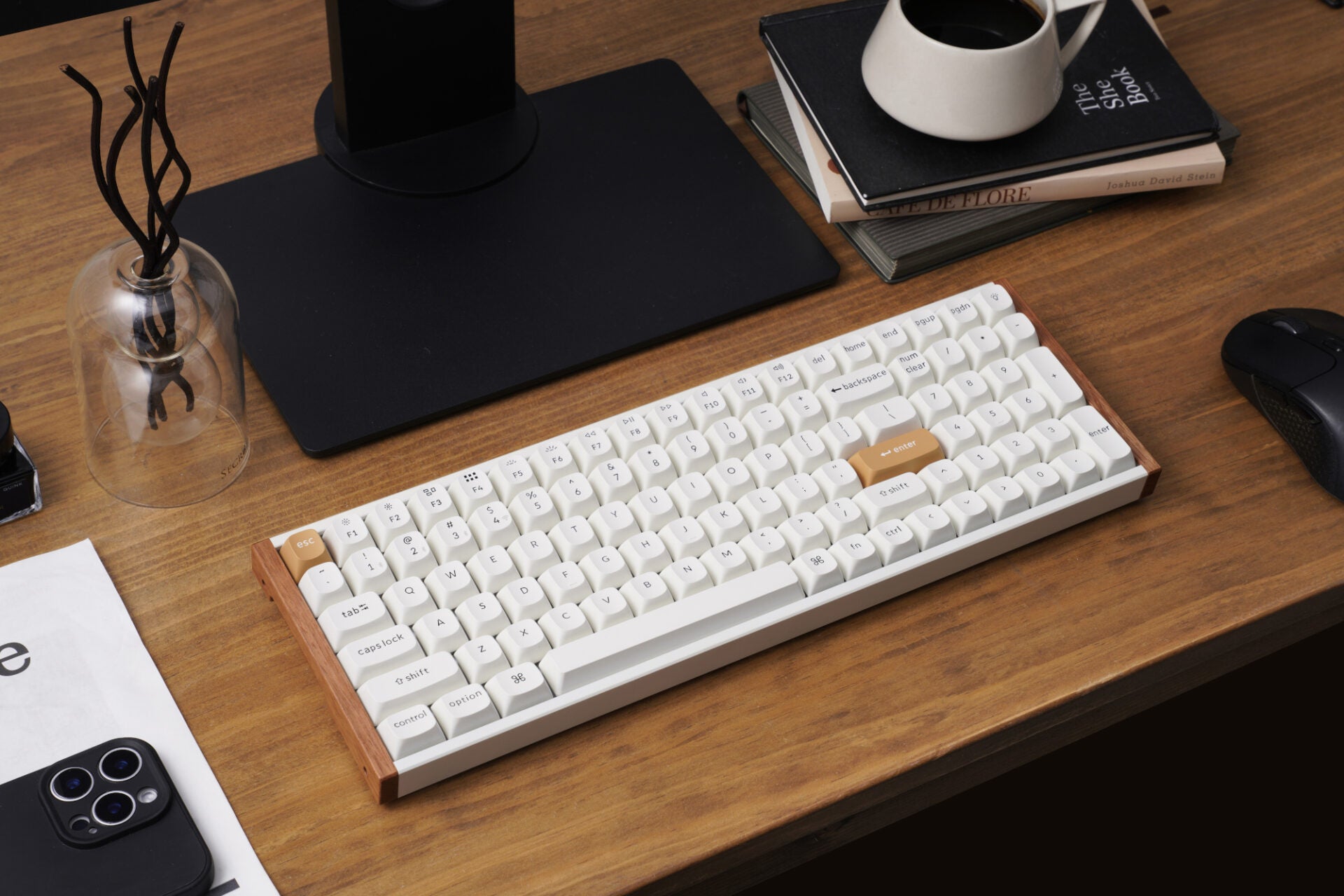 Image 3 for Keychron K4 HE 96% Magnetic Switch Hot-Swap RGB Wireless Keyboard – White (Wood + Aluminium)