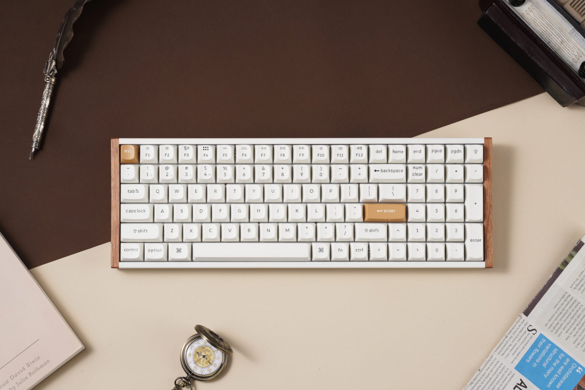 Image 5 for Keychron K4 HE 96% Magnetic Switch Hot-Swap RGB Wireless Keyboard – White (Wood + Aluminium)